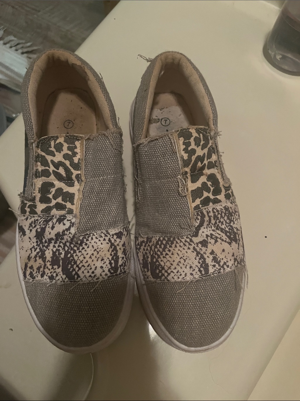Kids Slip-On Sneakers In Taupe With Animal Print